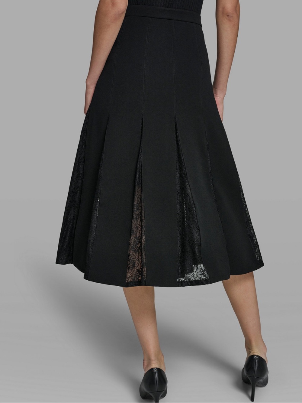 Karl Lagerfeld Women's Lace Inset Midi Skirt - Picture 2 of 15